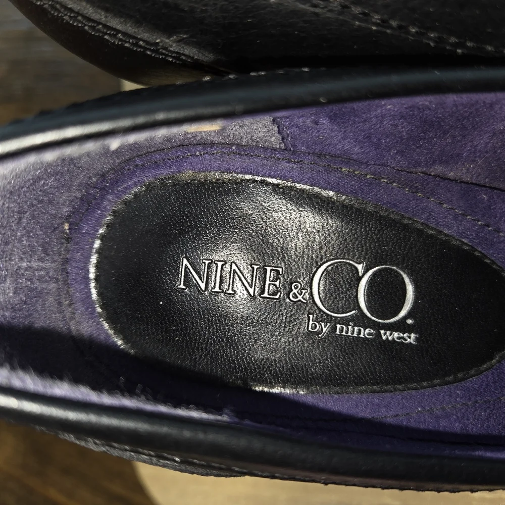 NINE & CO Black Leather Heels With Buckle‎ Accents
